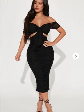 Fashion Nova One-Shoulder Cutout Midi Dress - Black